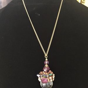 VTG Crystal Ball & Purple German Crystal Necklace